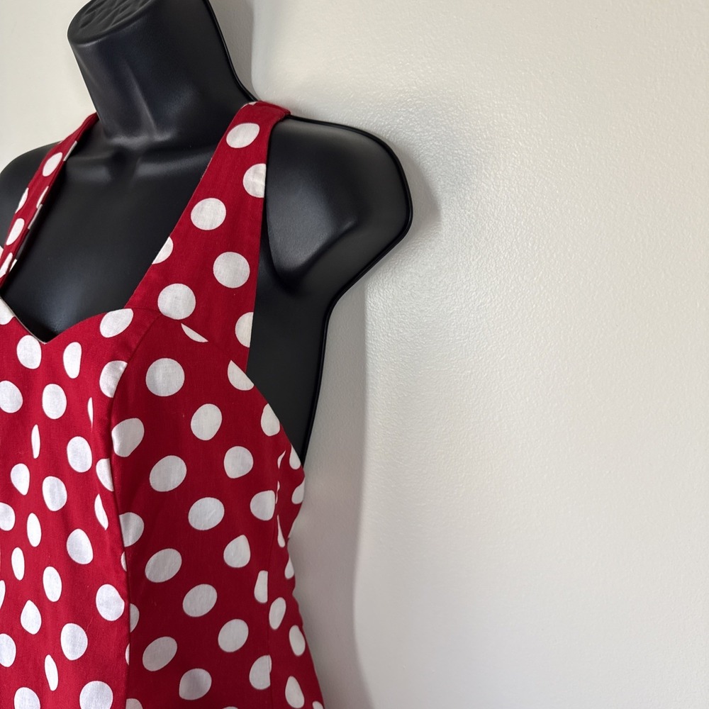 Vintage Steppin Out Rockabilly Dress Red Polka Dot Halter Sundress Size 3 USA - Picture 5 of 10